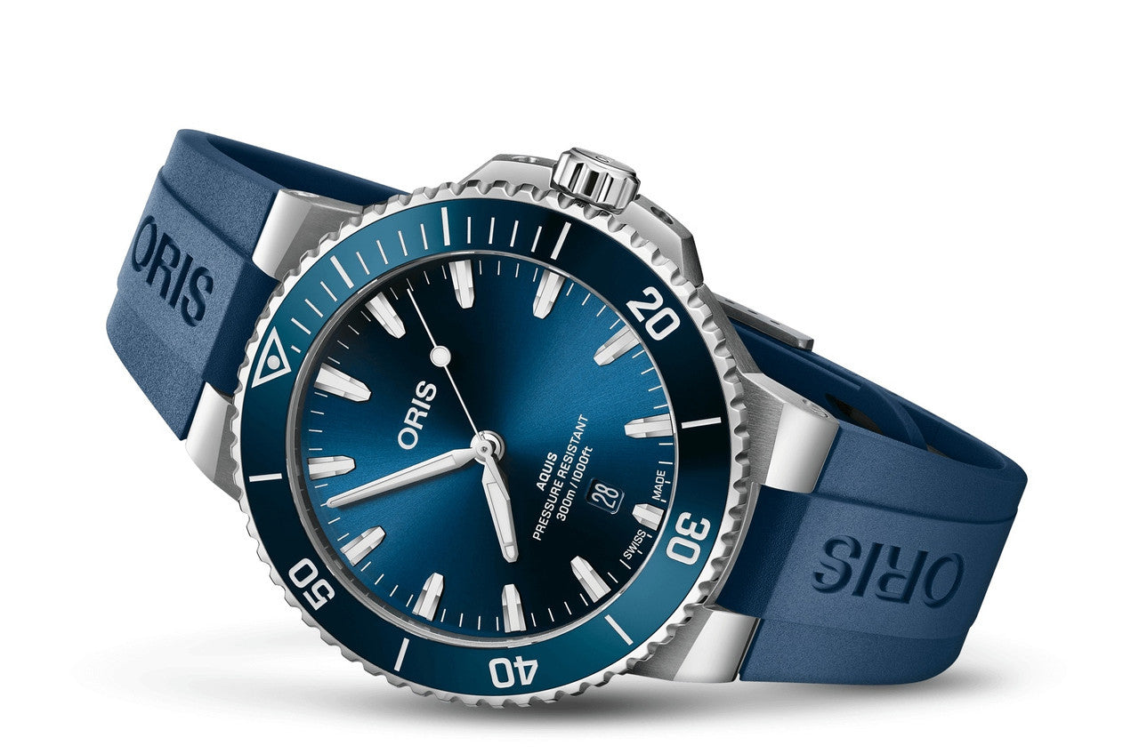 Oris-Aquis Date, Dial:Blue, Strap: Caoutchouc Blue
