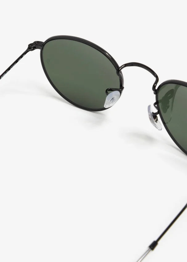 RAYBAN 0RB3447 SIZE 53 ROUND METAL BLACK W/G-15 GREEN