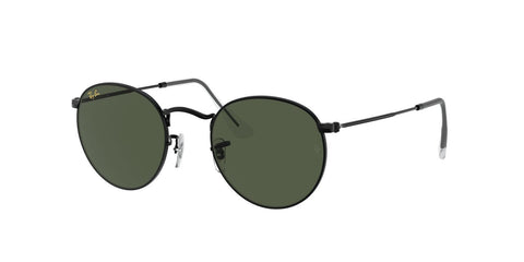 RAYBAN 0RB3447 SIZE 53 ROUND METAL BLACK W/G-15 GREEN