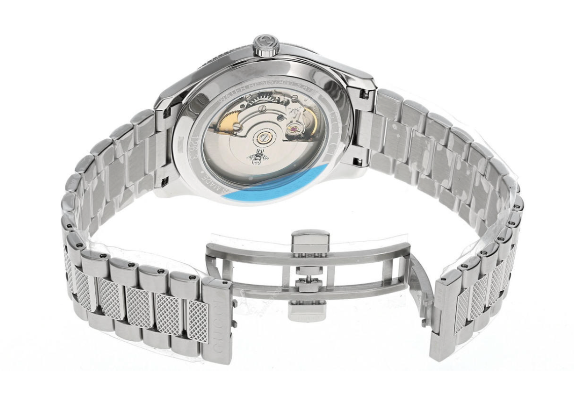 YA126339 ERYX LG AUTO SILVER GUILLOCHE/STEEL