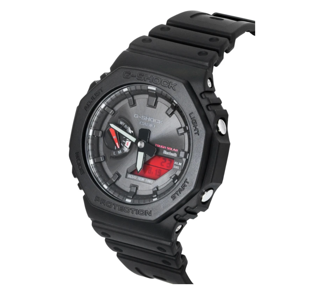 GAB2100BBR-1A G SHOCK DUO BLACK&BOLD RED,BLACK RESIN BAND