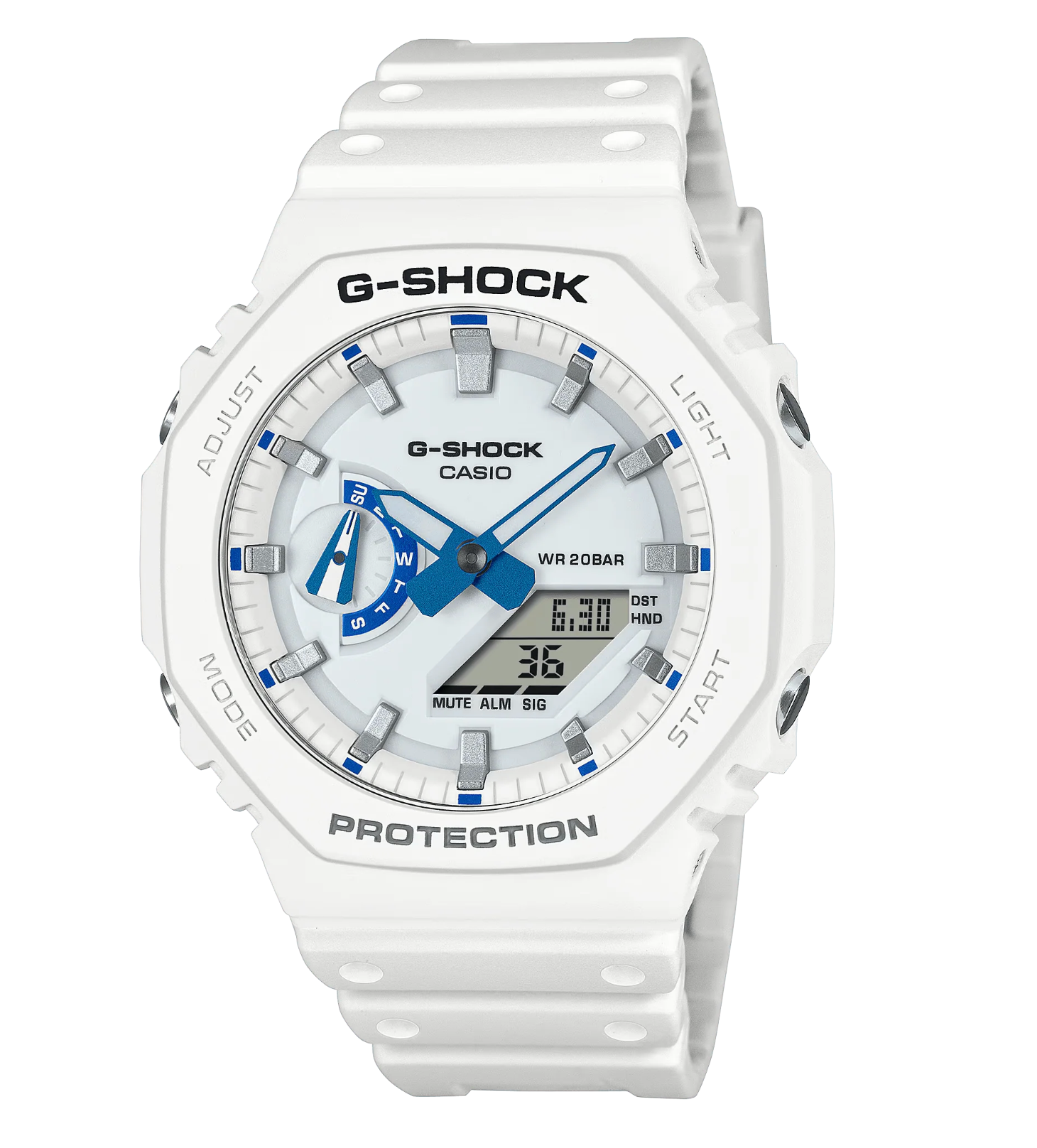 GA2100HDS-7A G SHOCK DUO SEA OF STAR GLOW,WHITE RESIN BAND