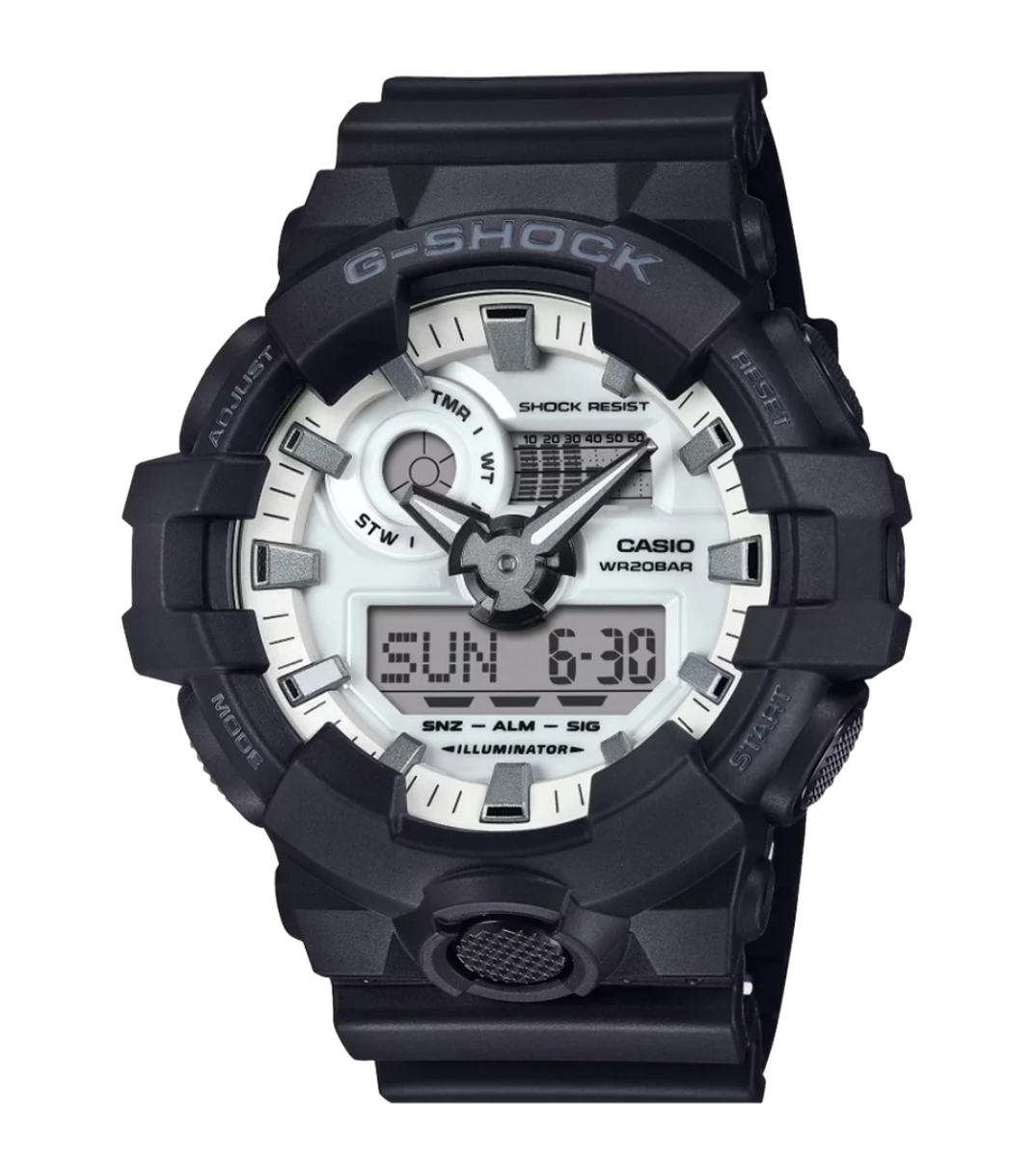 GA700WD-1A G SHOCK DUO BLACK&BRIL WHITE FACE,BLACK RESIN