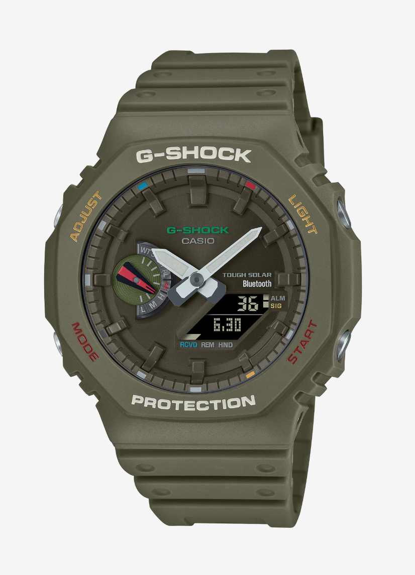GAB2100FC-3A G SHOCK DUO MULTI COLOR,GREEN RESIN BAND