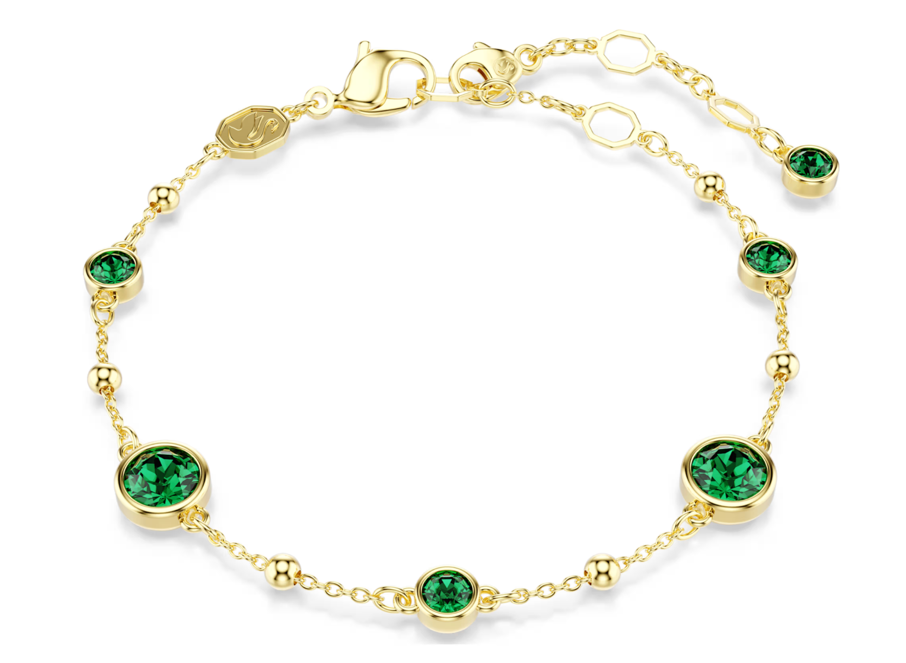 5730676 IMBER BRACELET ROUND CUT GREEN GOLDTONE PLATED
