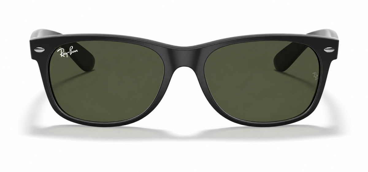 RAY BAN 0RB2132 901L55 NEW WAYFARER BLACK POLISHED W/G-15 GREEN