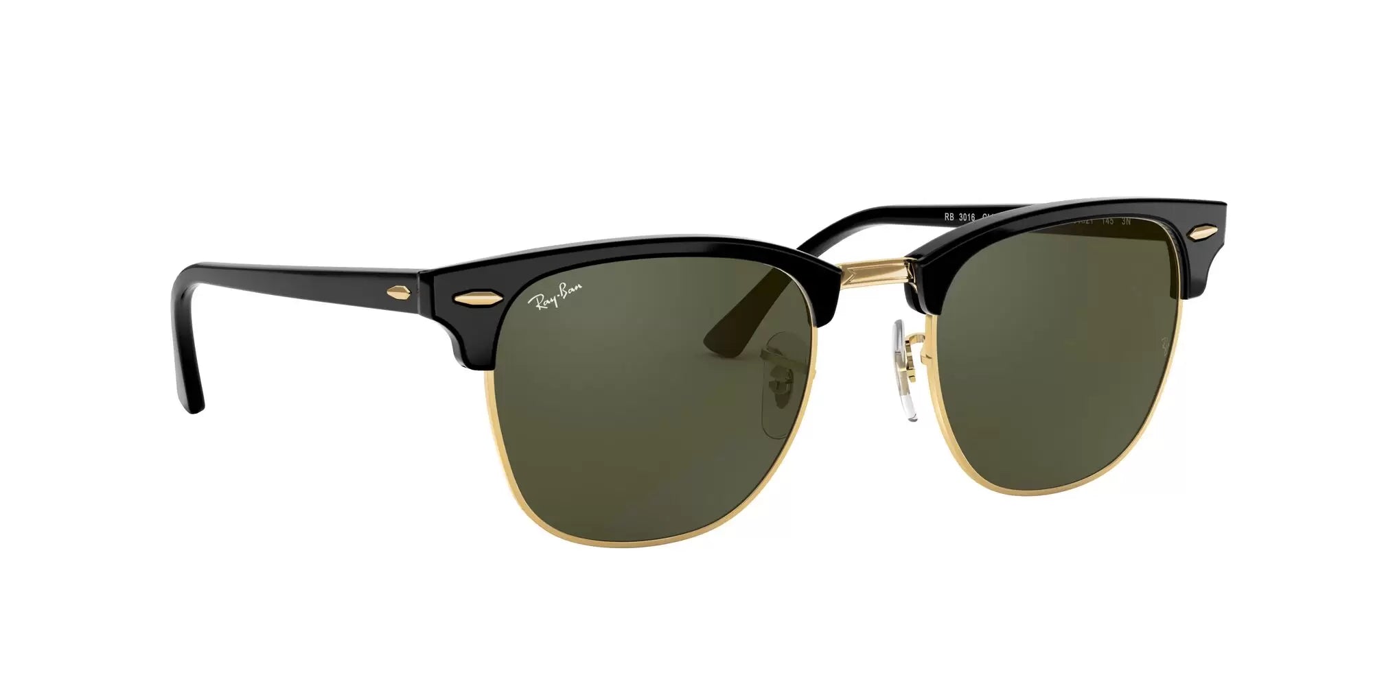 RAYBAN 0RB3016 CLUBMASTER BLACK ON ARISTA W/G-15 GREEN