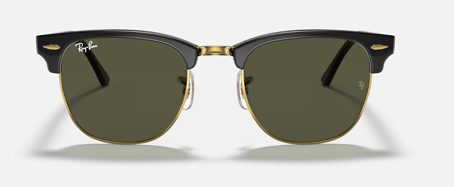RAYBAN 0RB3016 SIZE 51 CLUBMASTER BLACK W/G-15 GREEN