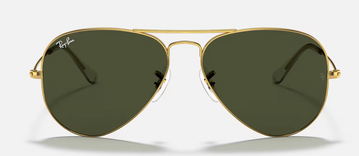 RAYBAN 0RB3025 L0205 SIZE 58 AVIATOR LARGE METAL ARISTA W /G-15 GREEN