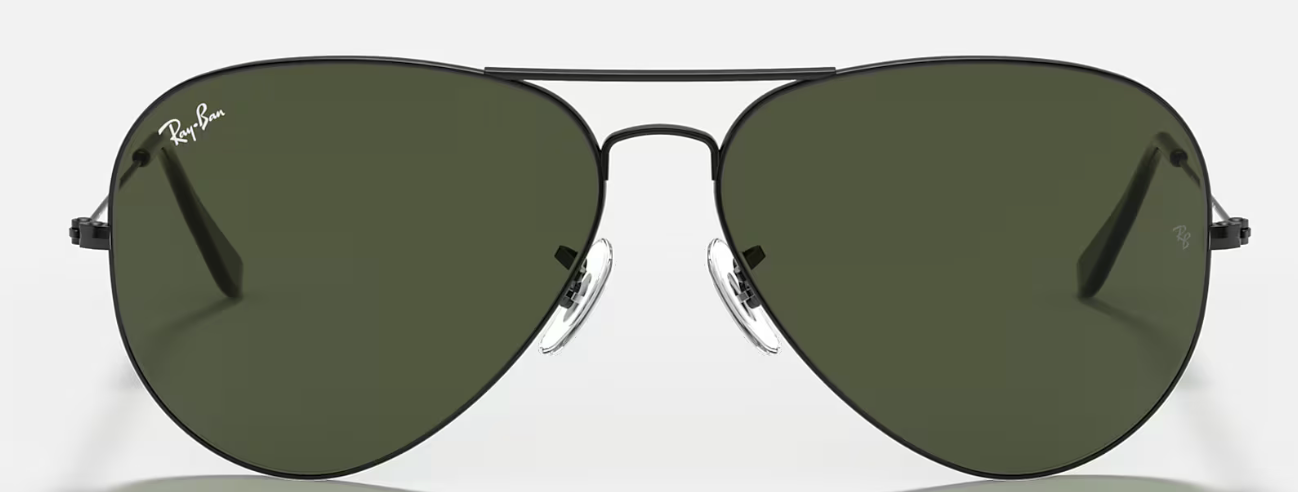 RAYBAN 0RB3026 SIZE62 AVIATOR LARGE METAL II BLACK W/G-15 GREEN