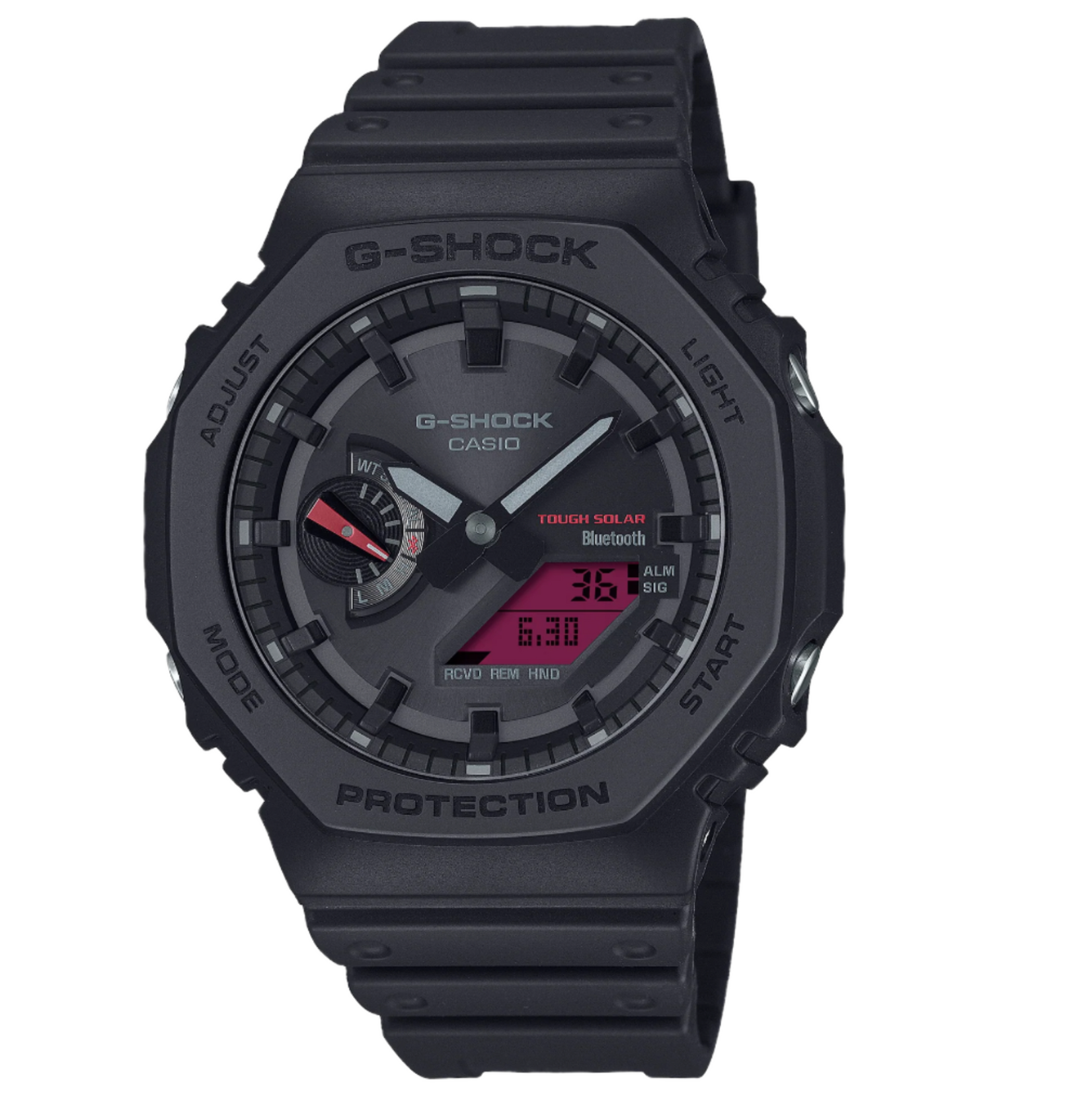 GAB2100BBR-1A G SHOCK DUO BLACK & BOLD RED, BLACK RESIN BAND