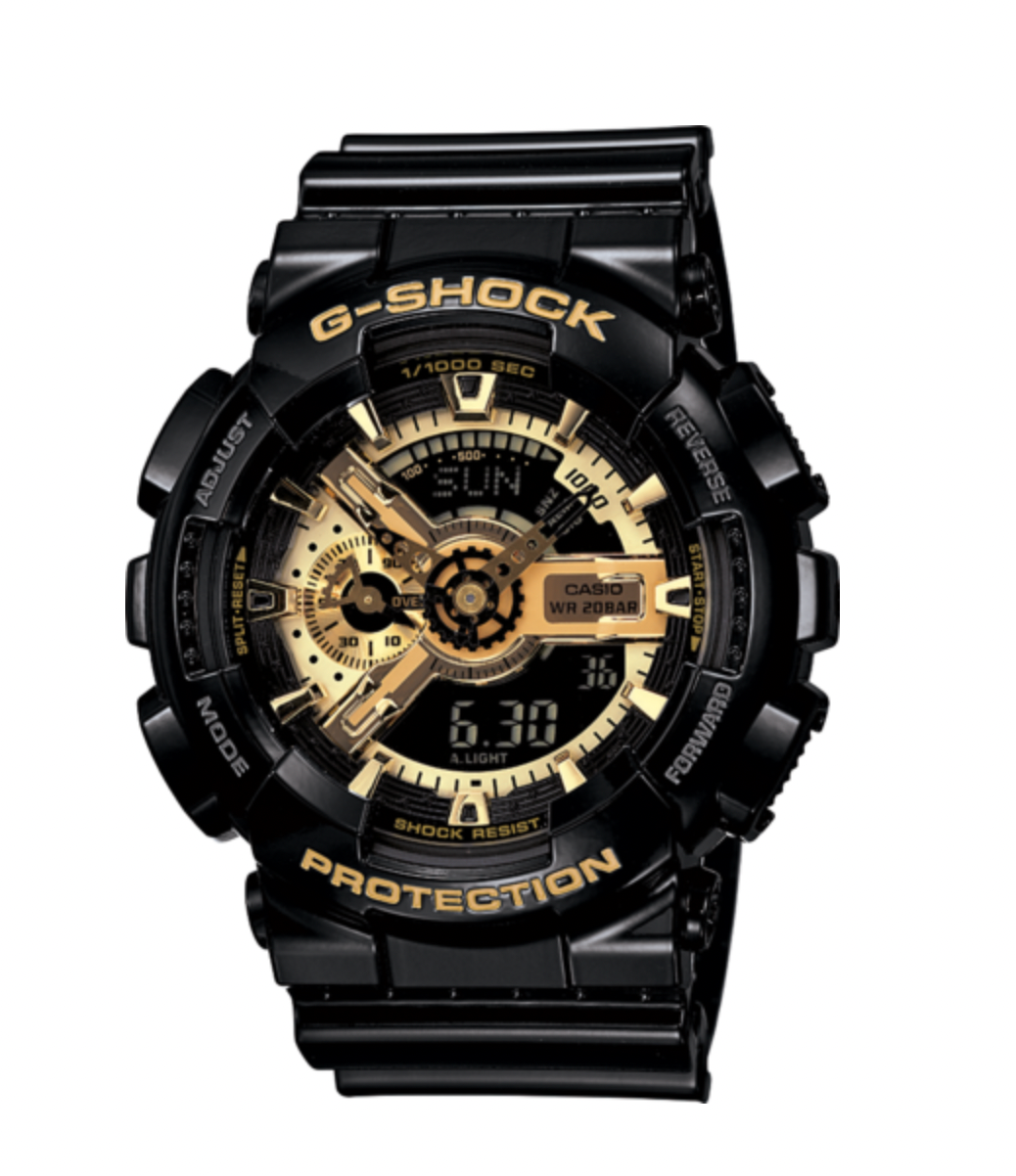 GA110GB-1A G-SHOCK DUO, GOLD ACCENT, BLACK RESIN BAND
