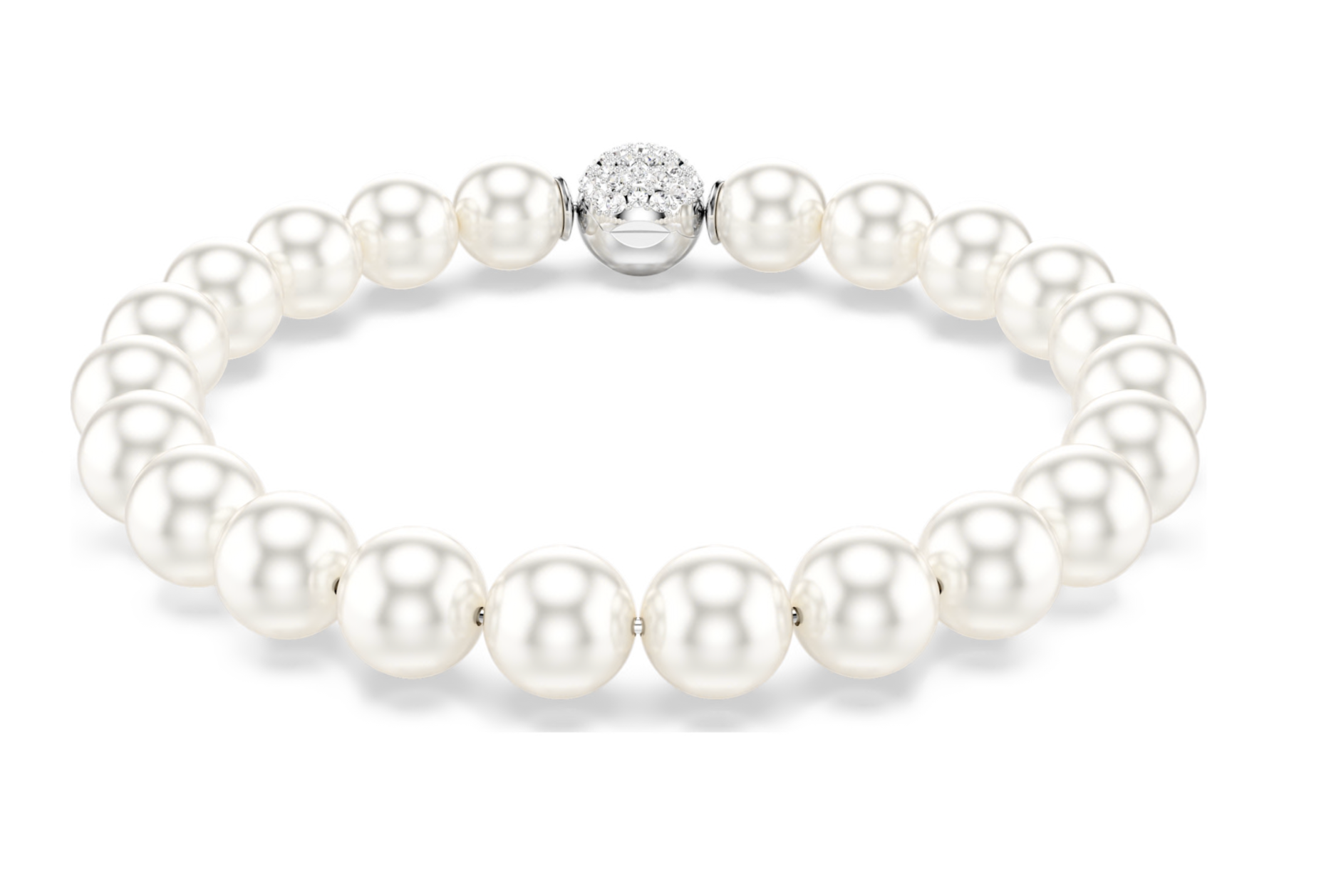 5747747 Matrix bracelet Crystal pearl, White, Rhodium plated