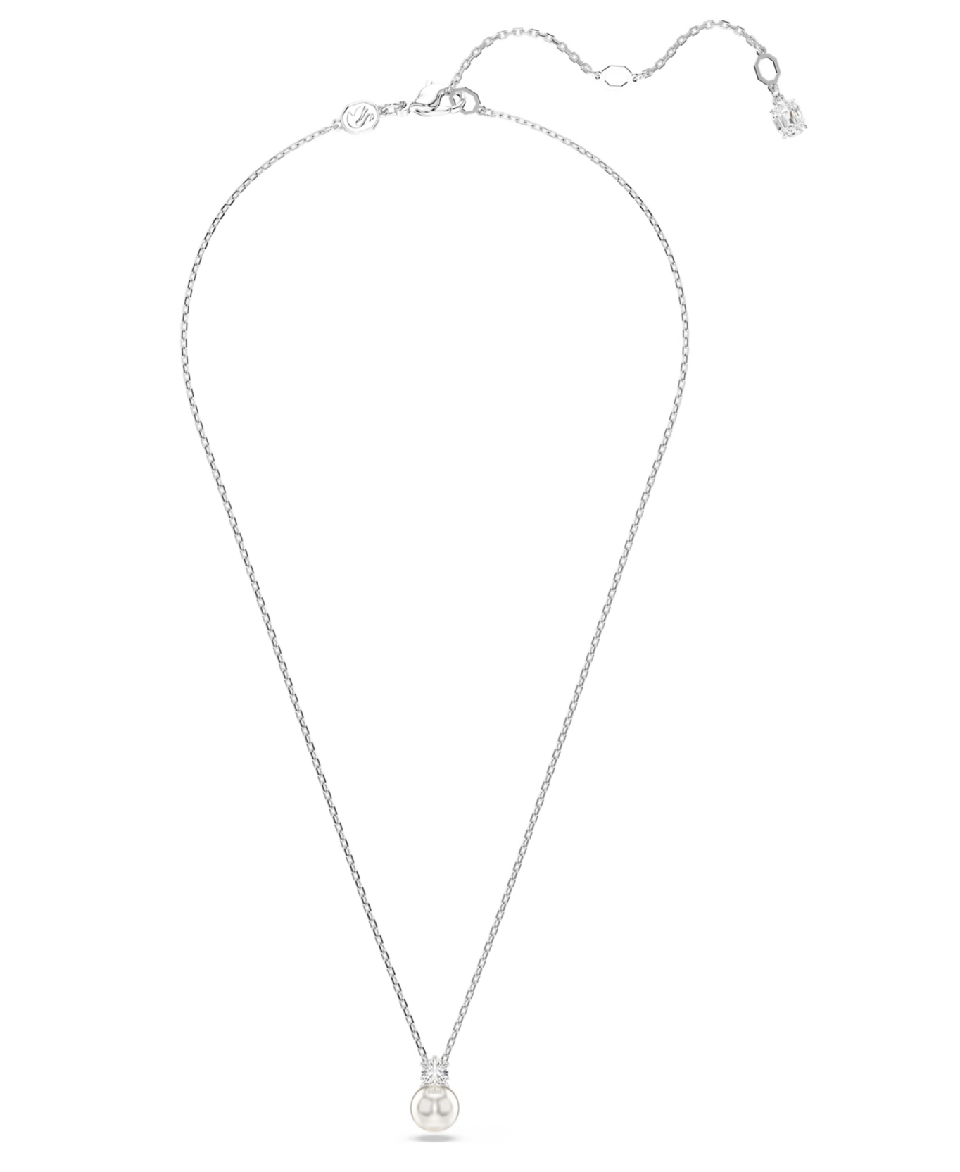 5693897 Matrix pendant Crystal pearl, Round cut, White, Rhodium plated
