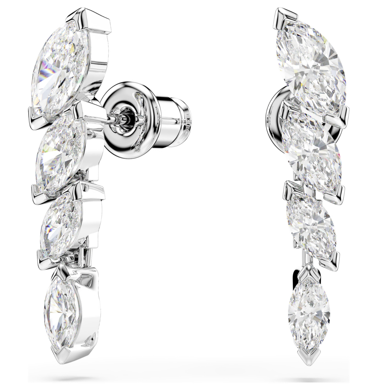 5748007 Mesmera earrings Marquise cut, White, Rhodium plated