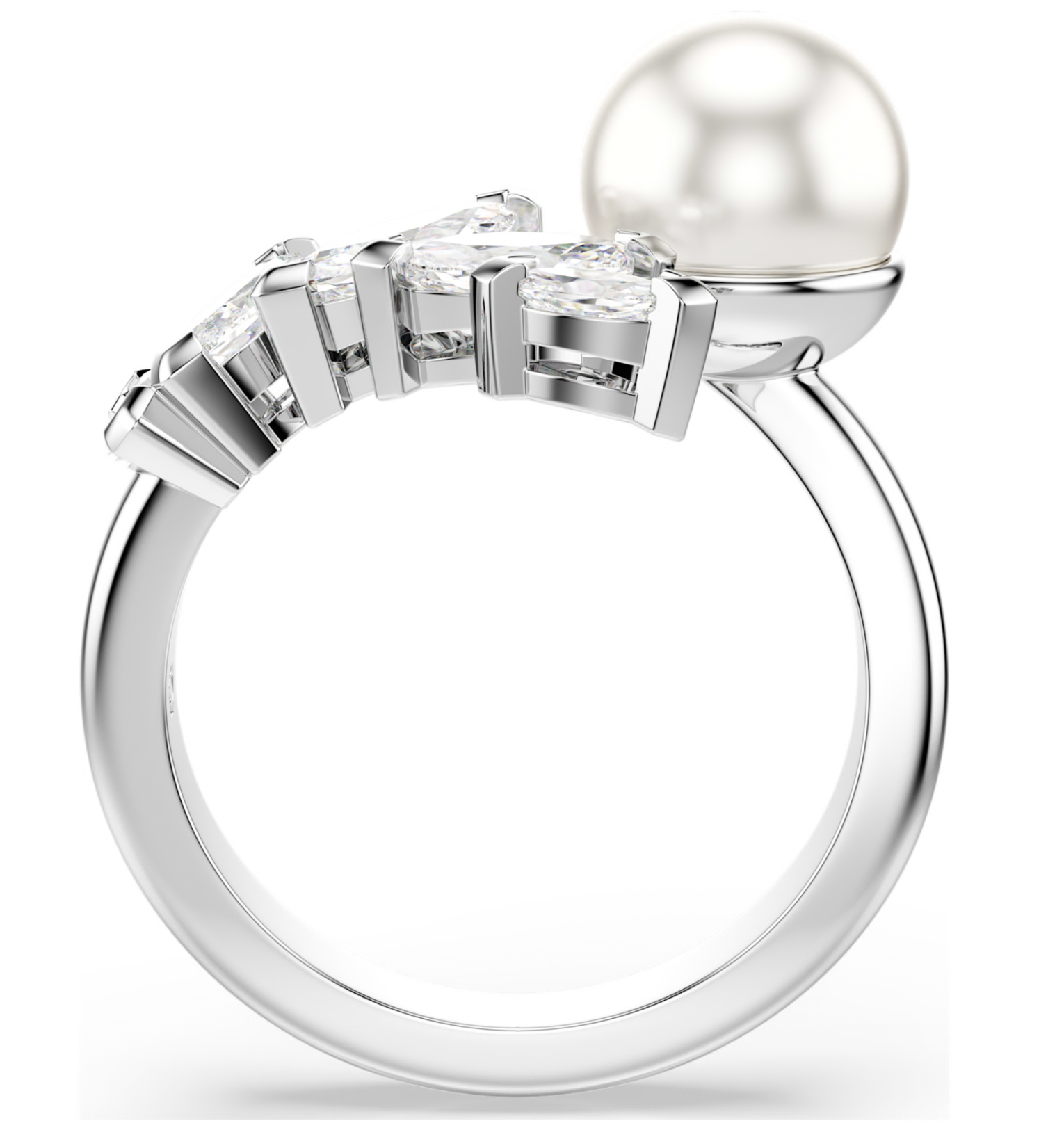 5748012 Mesmera open ring Crystal pearl, Marquise cut, White, Rhodium plated