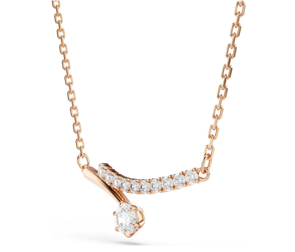 5763823 Matrix necklace Round cut, White, 18K rose gold finish