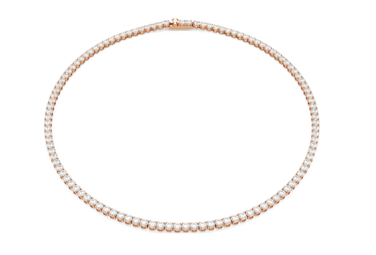 5764194 Matrix Tennis necklace Round cut, White, 18K rose gold finish SIZE M