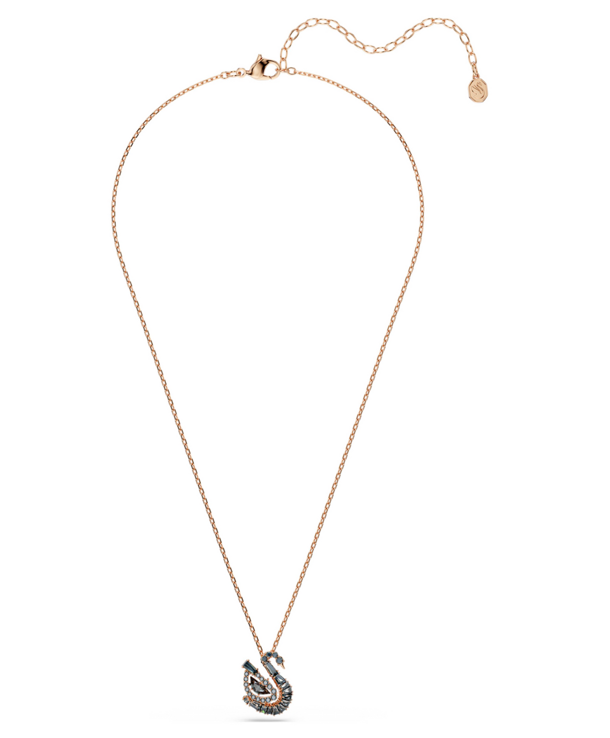 5764882 Swan pendant Mixed cuts, Swan, Grey, 18K rose gold finish
