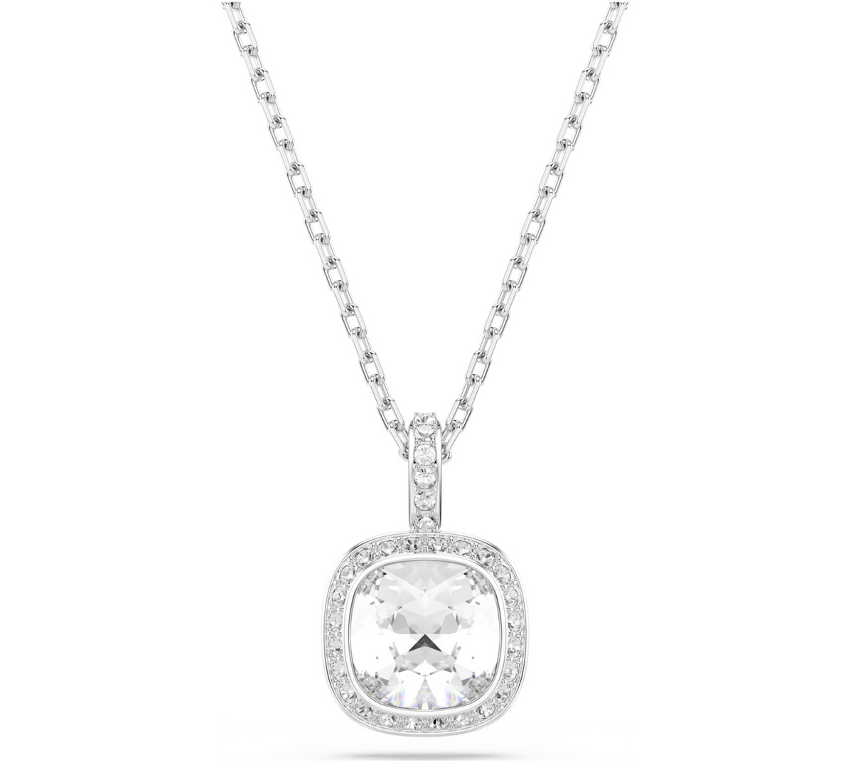 5754340 Una Angelic pendant Cushion cut, White, Rhodium plated