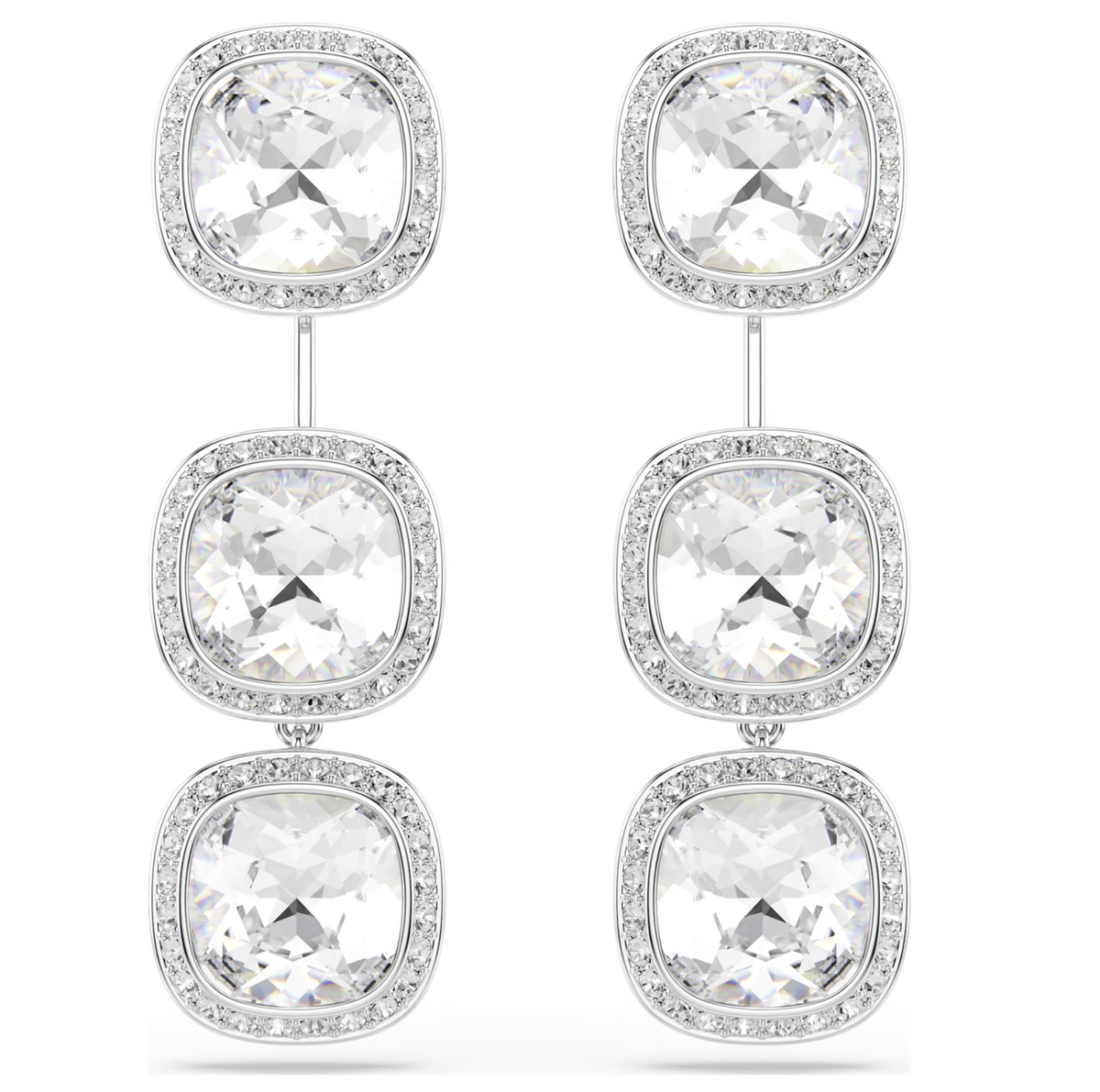 5754342 Una Angelic earrings Cushion cut, White, Rhodium plated