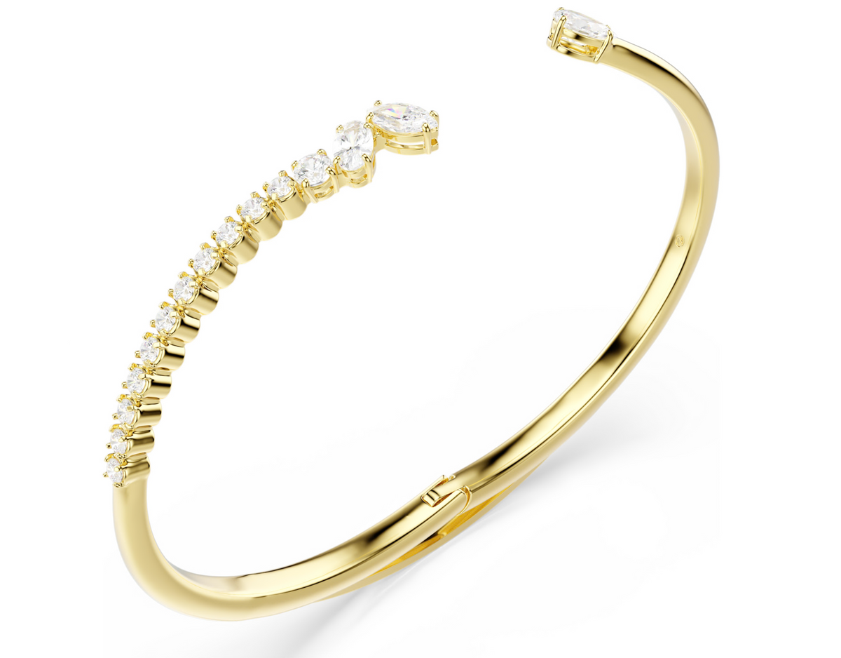 5761638 Mesmera bangle Mixed cuts, White, 18K gold finish SIZE L
