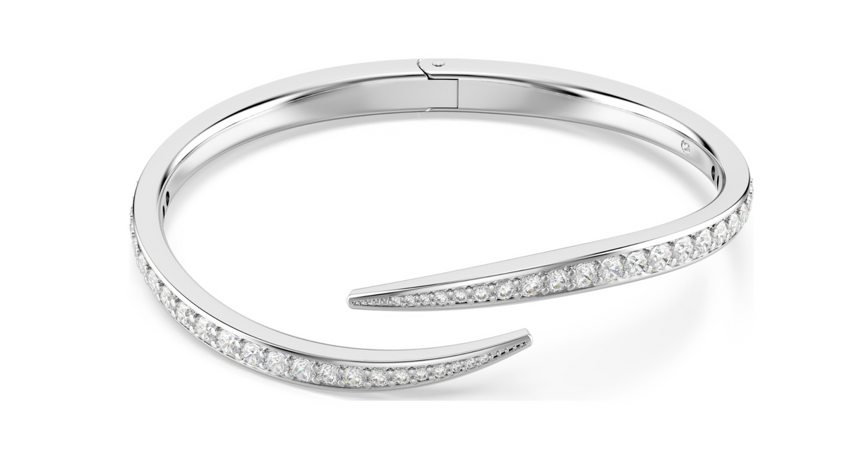 5765322 Vienna bangle Round cut, Swan, White, Rhodium plated SIZE S