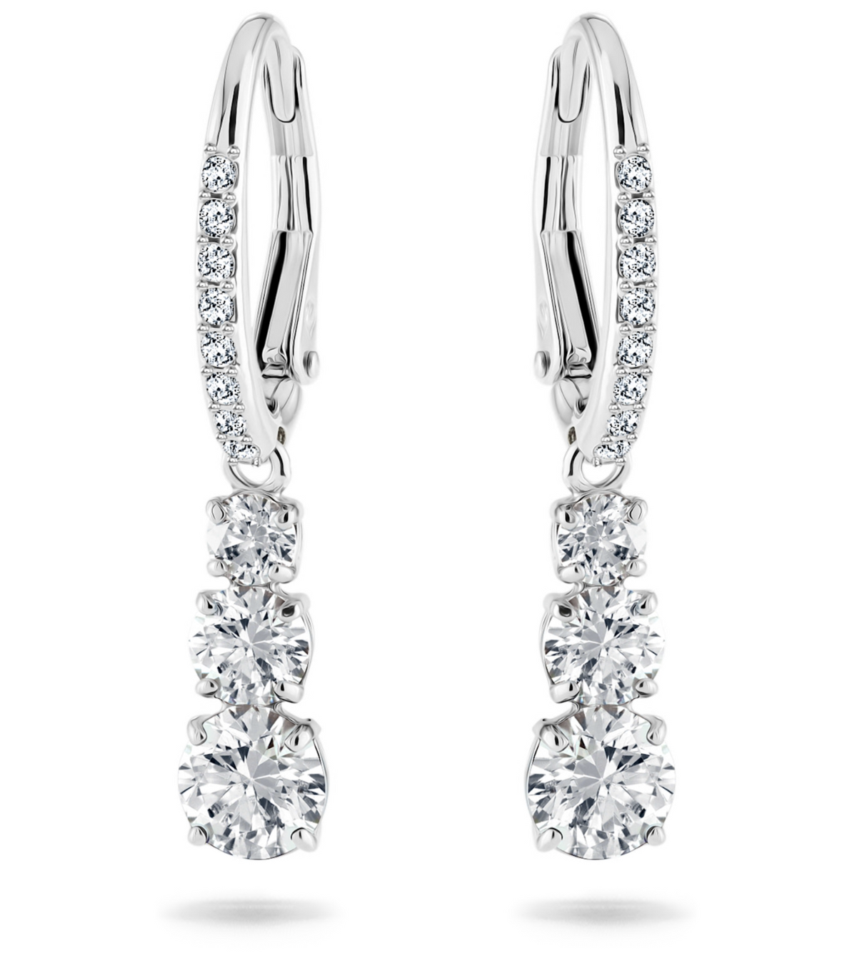 5416155 Stilla Attract hoop earrings Round cut, White, Rhodium plated