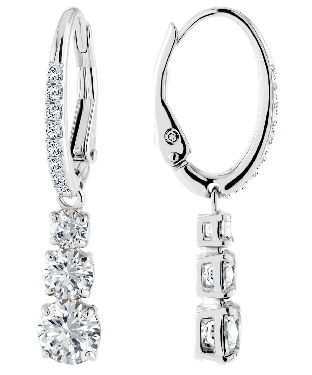 5416155 Stilla Attract hoop earrings Round cut, White, Rhodium plated