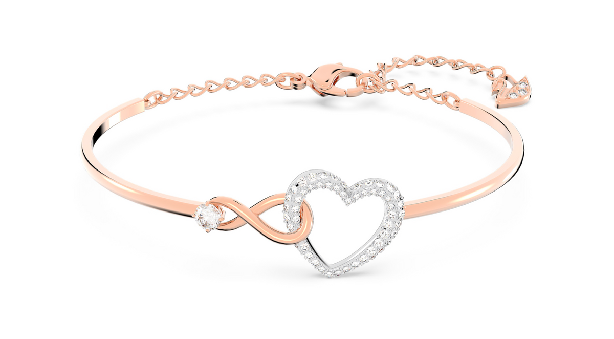 5518869 Hyperbola bangle Infinity and heart, White, Mixed metal finish