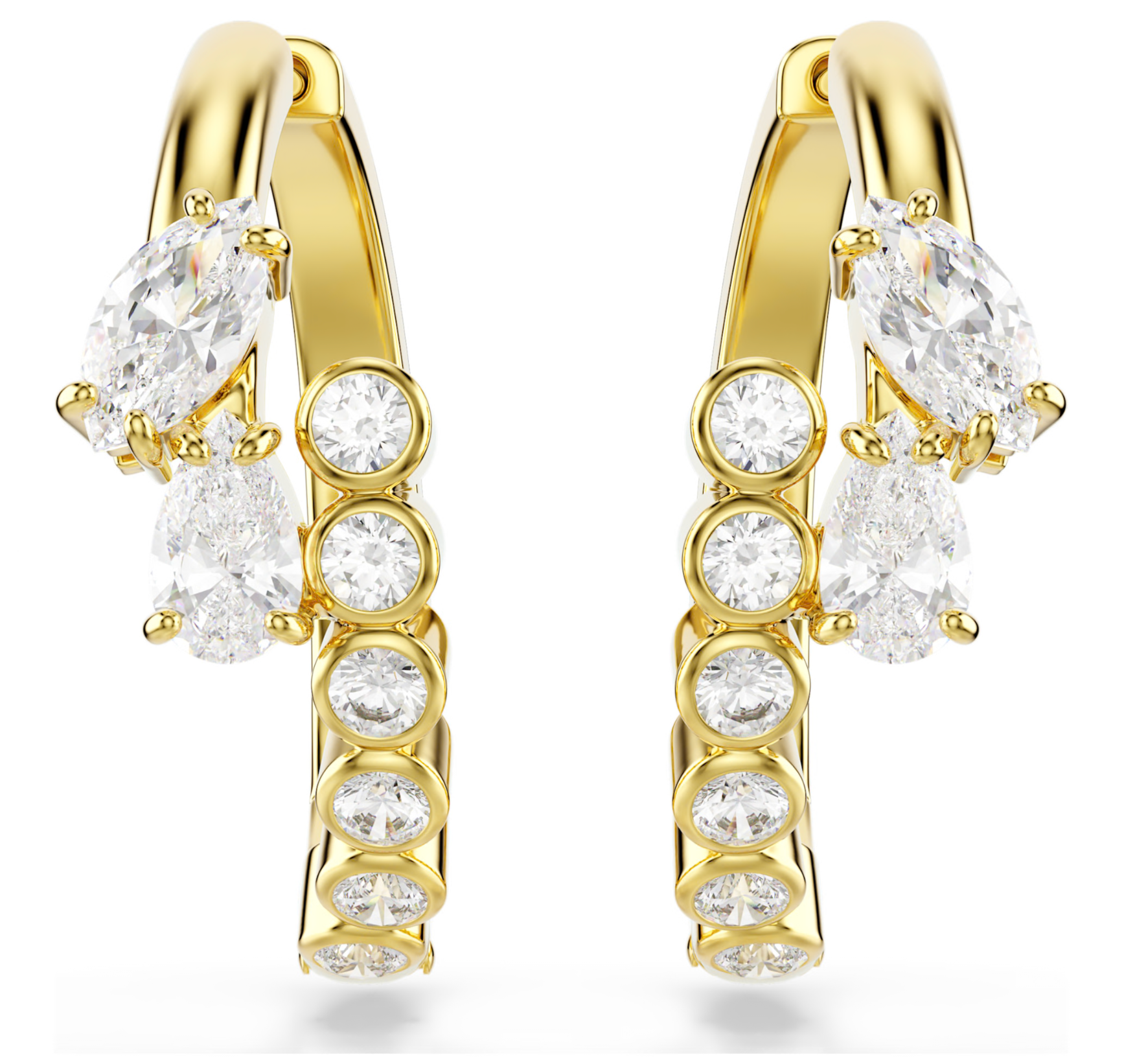 5761975 Mesmera hoop earrings Mixed cuts, White, 18K gold finish