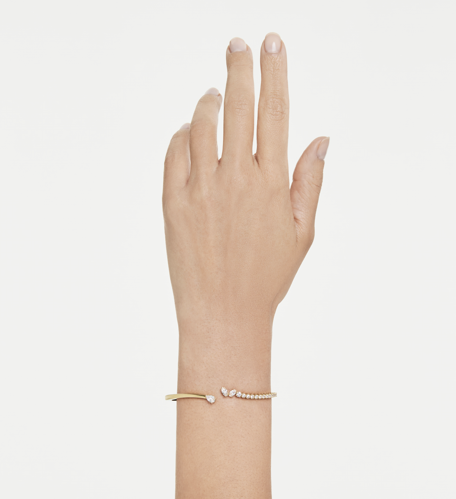 5750440 Mesmera bangle Mixed cuts, White, 18K gold finish Size M