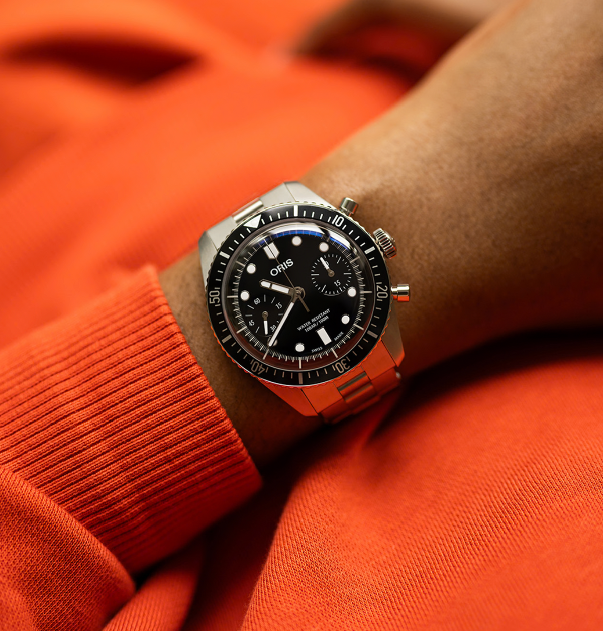 01 771 7791 4054-07 8 20 18 Divers Sixty-Five Chronograph - Dial: Black, Strap: MB Steel Polished