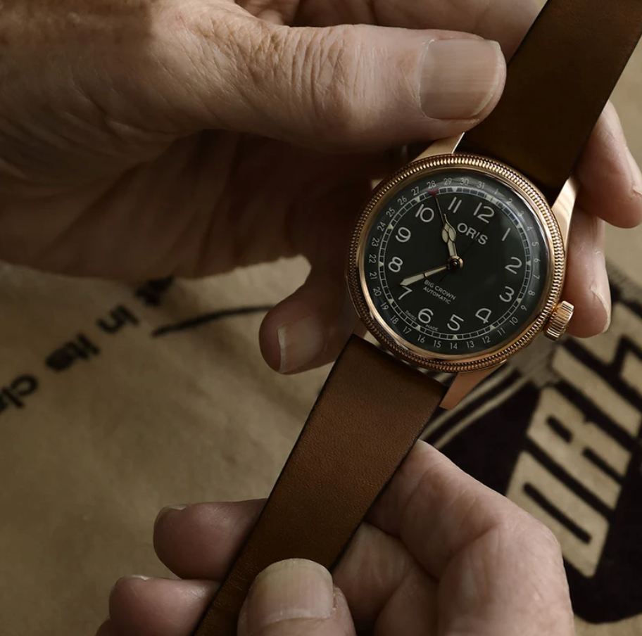 01 754 7741 3167-07 5 20 58 BR Oris ProPilot Date - Dial: Green, arab num, Strap: Leatherstrap brown