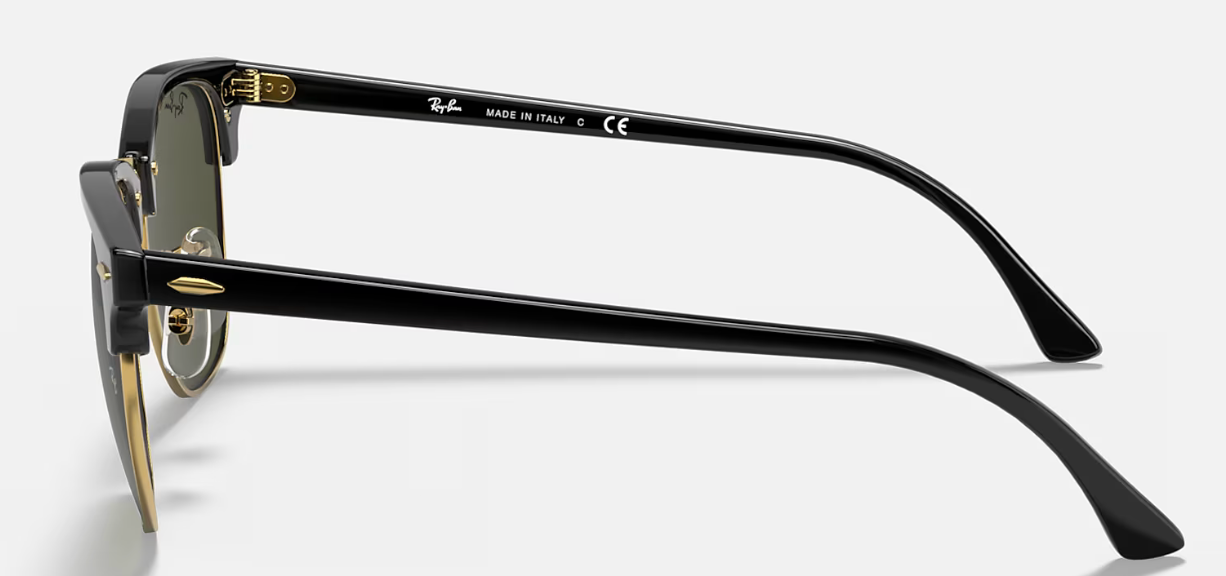 RAYBAN 0RB3016 SIZE 51 CLUBMASTER BLACK W/G-15 GREEN