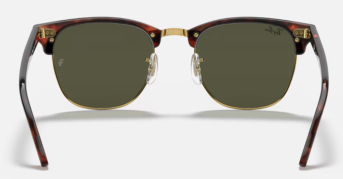 RAY BAN 0RB3016 W0366 51 CLUBMASTER MOCK TORTOISE ON ARISTA W/G-15 GREEN