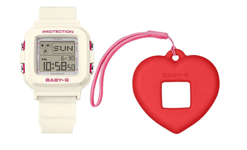 BGD10KH-7D BABY G DIG HEART POP. WHITE BAND, RED HEART CASE