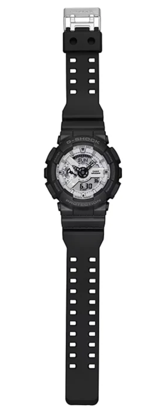 GA110WD-1ADR G SHOCK DUO BLACK&BRIL, WHITE FACE, BLACK RESIN