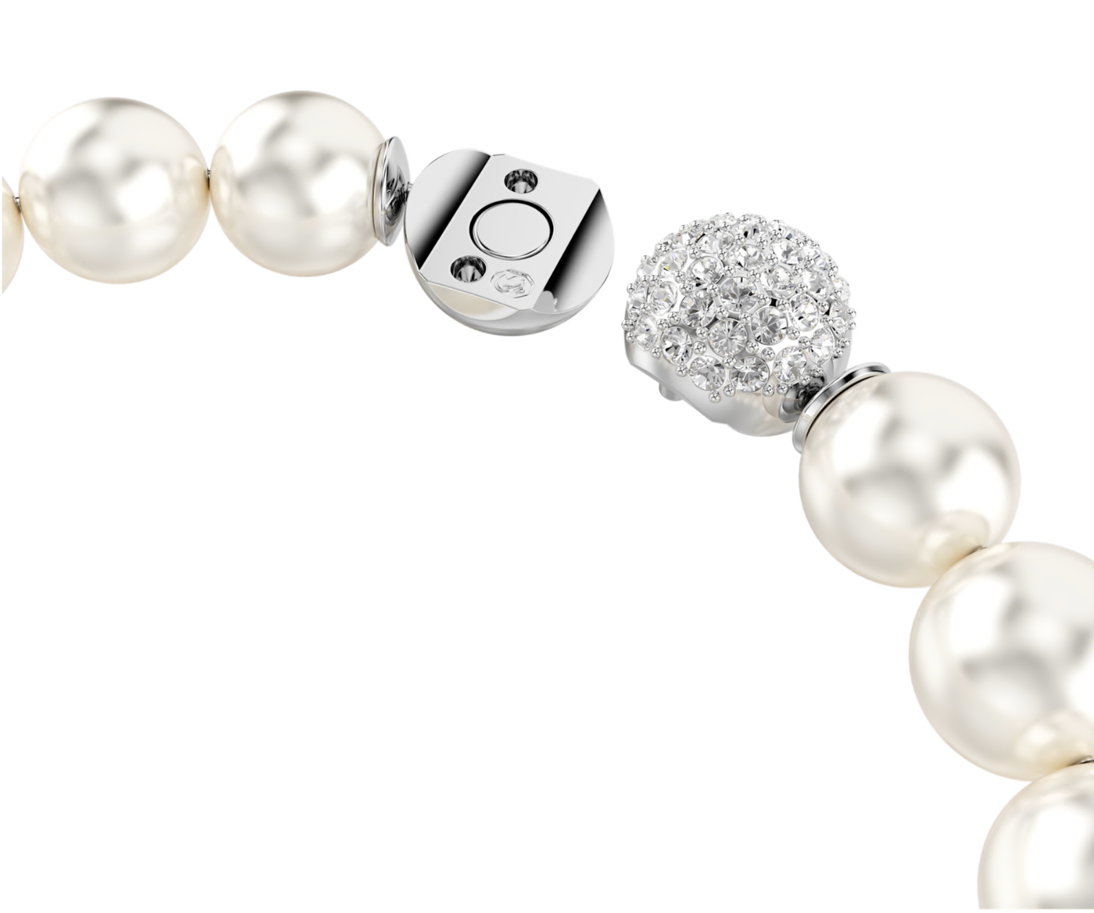 5747747 Matrix bracelet Crystal pearl, White, Rhodium plated