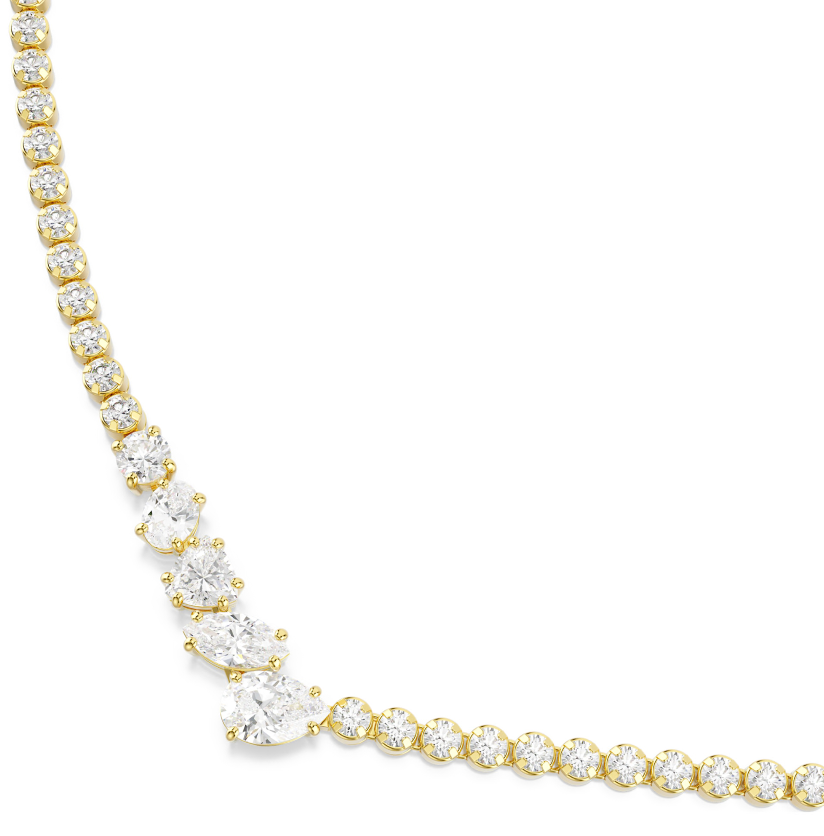 5747931 Mesmera necklace Mixed cuts, White, 18K gold finish