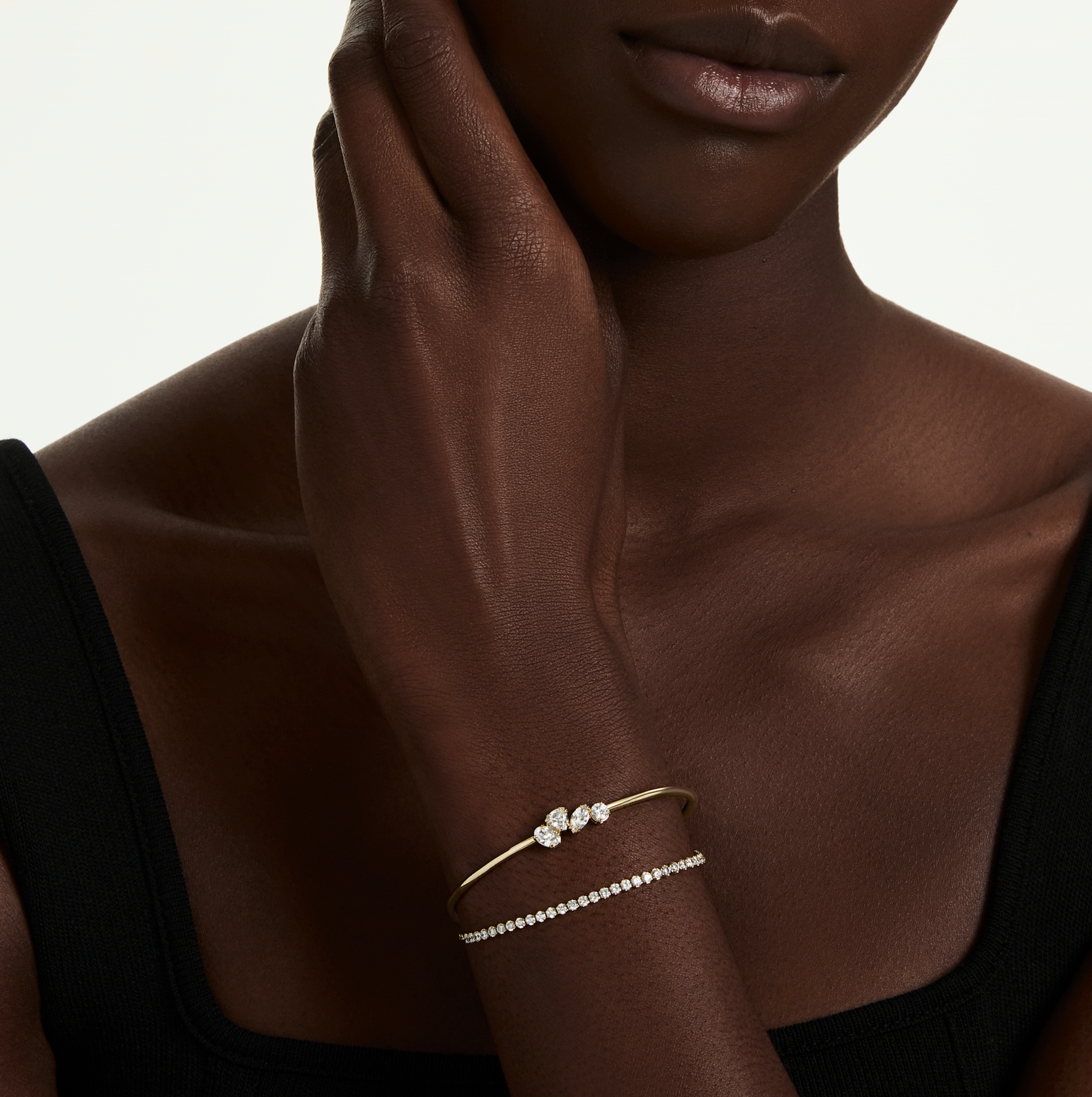 5747953 Mesmera bracelet Mixed cuts, White, 18K gold finish