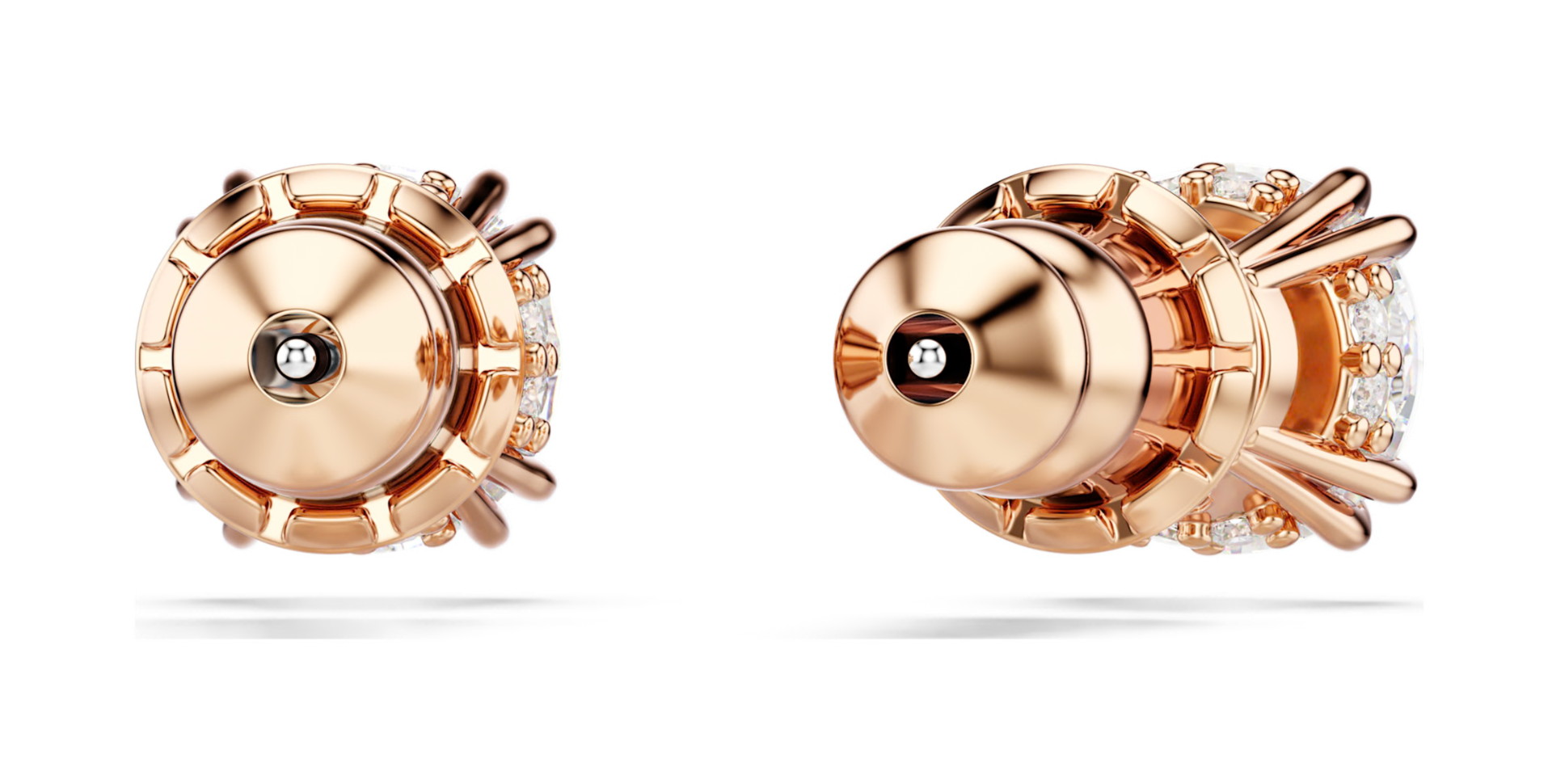 5638801 Stilla stud earrings Round cut, White, 18K rose gold finish