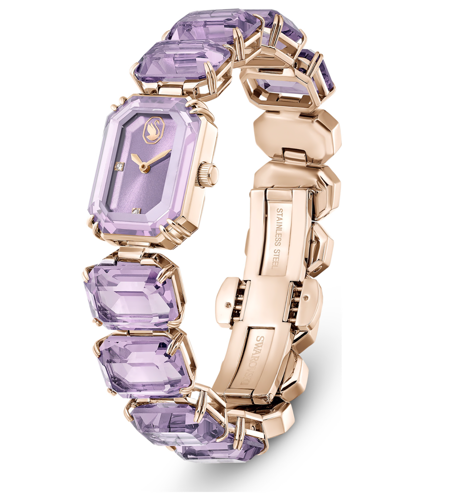 5722364 Watch Octagon cut bracelet, Purple, Champagne gold-tone finish