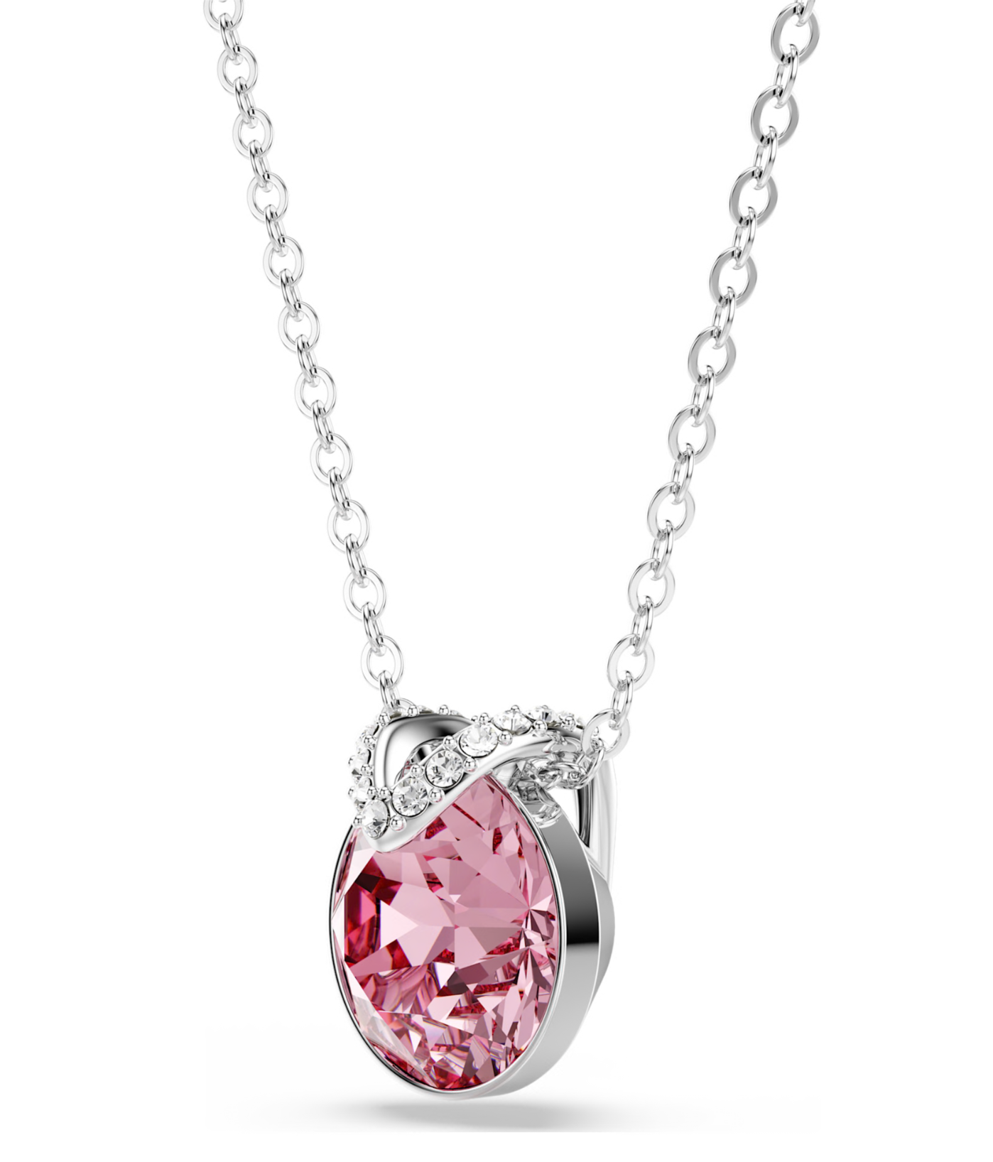 5724289 Bella V pendant Round cut, Pink, Rhodium plated
