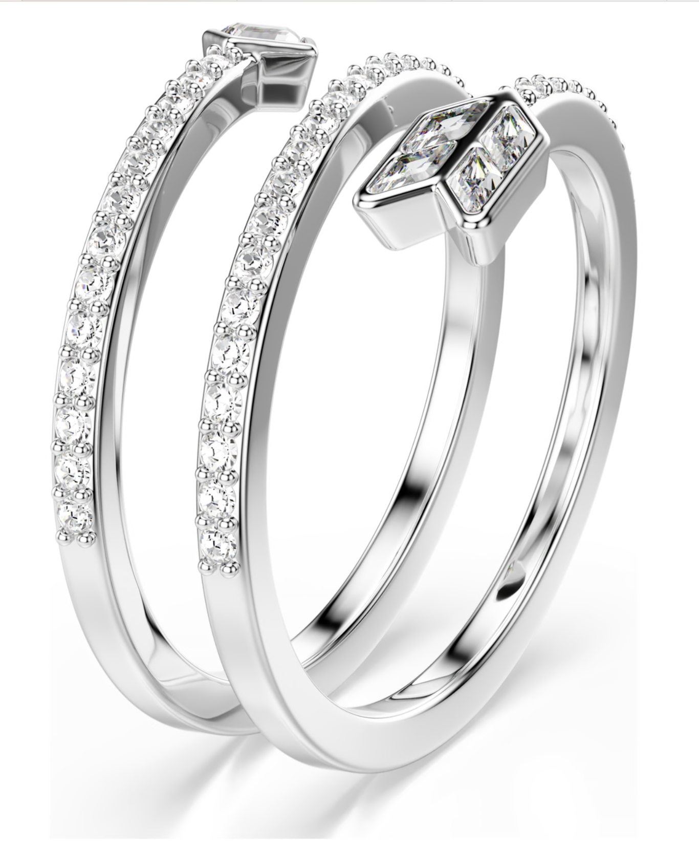 5741528 Idyllia motif ring Mixed cuts, Arrow, White, Rhodium plated