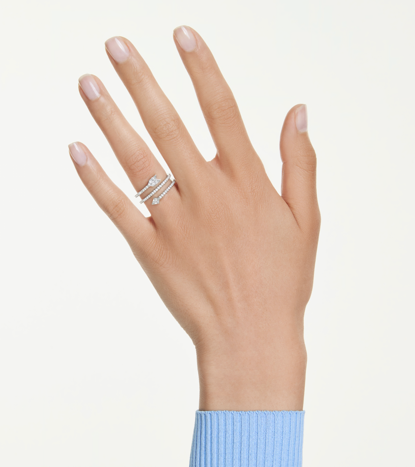 5741528 Idyllia motif ring Mixed cuts, Arrow, White, Rhodium plated