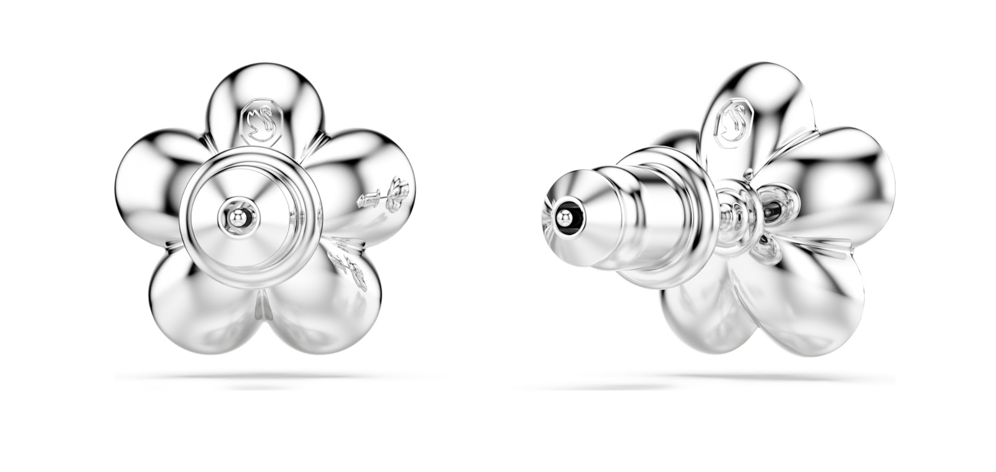 5756098 Ariana Grande x Swarovski stud earrings Crystal pearl, Round cut, Flower, White, Rhodium plated