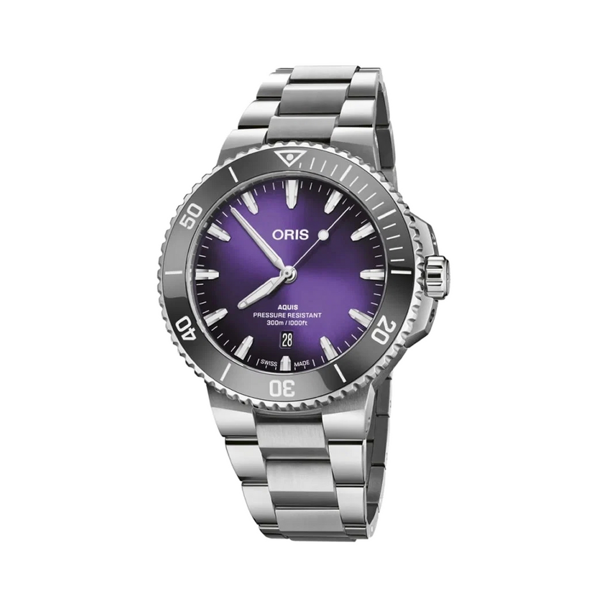 01 733 7789 4158-07 8 23 04PEB Oris Aquis Date Taste of Summer - Dial: Violett, Strap: MB steel polished