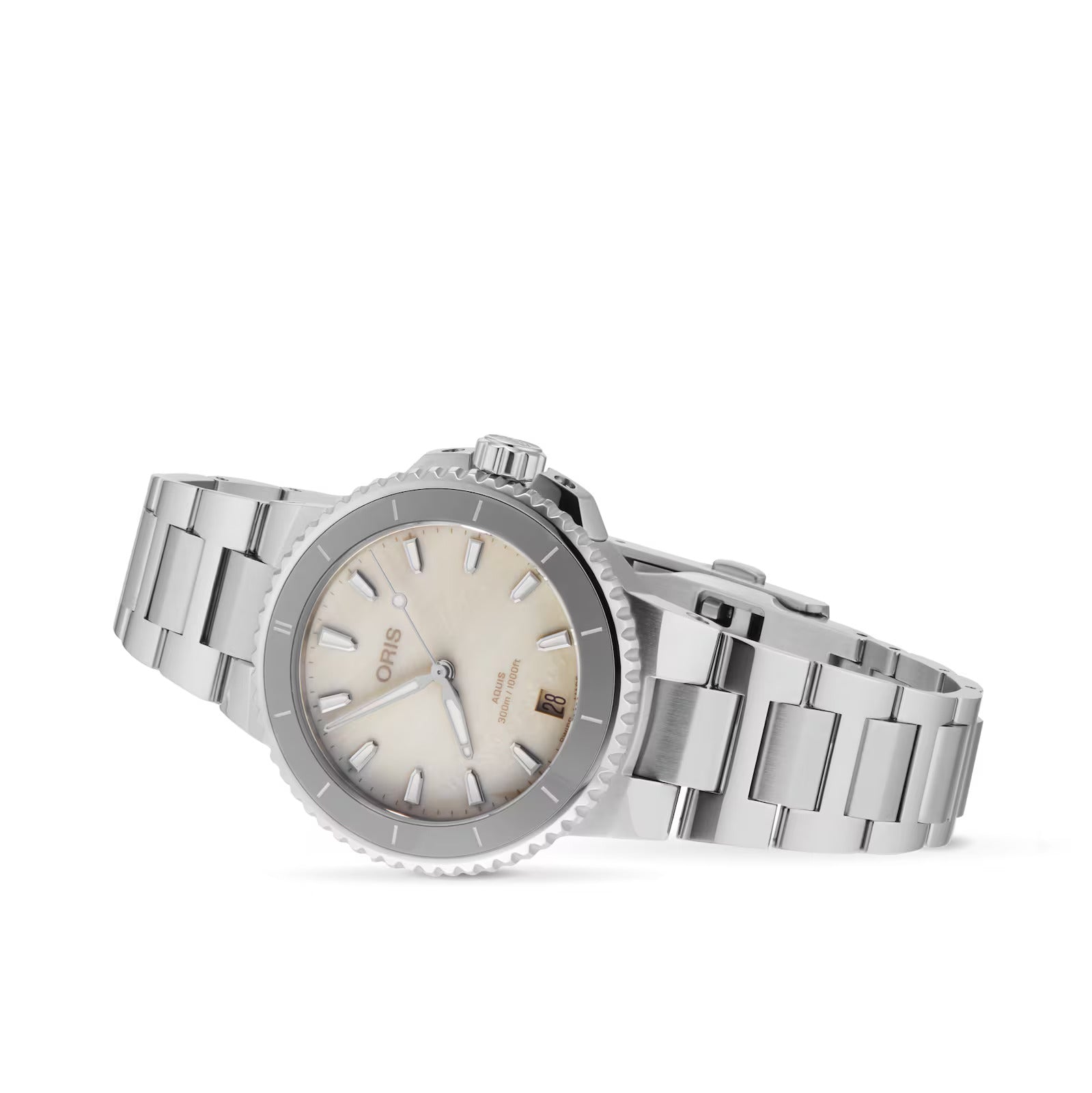 Oris-Aquis Date, Dial:White, Strap: MB steel polished