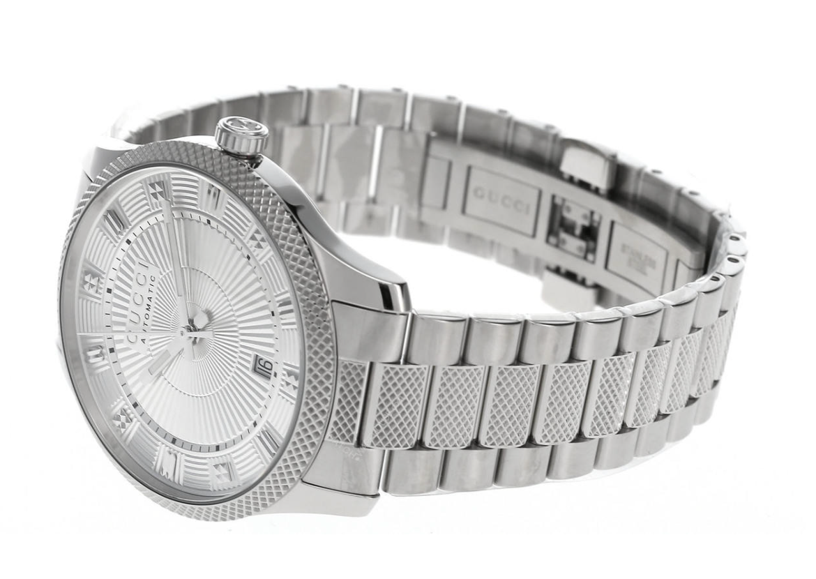 YA126339 ERYX LG AUTO SILVER GUILLOCHE/STEEL